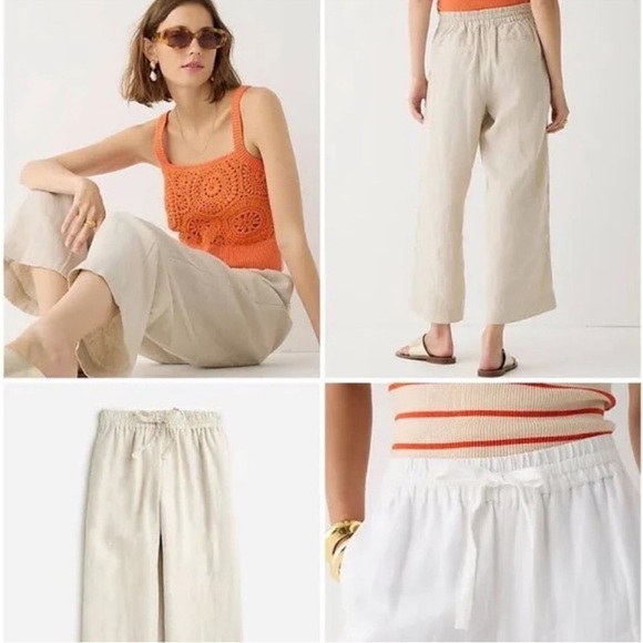 J Crew Wide Leg Seaside Pant In Linen AY501 sz XL - Picture 2 of 8